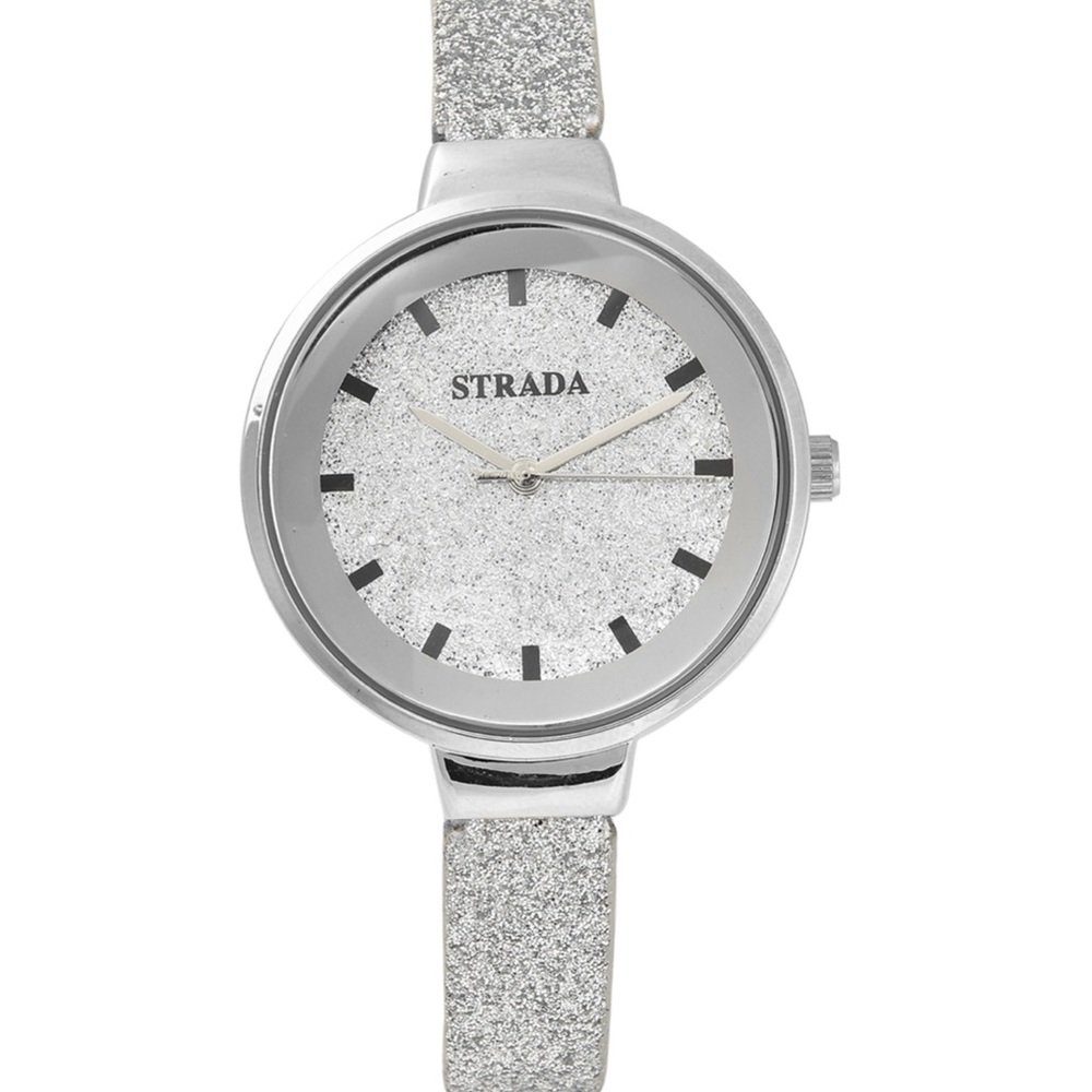 Silver Stardust Watch with Faux Leather Strap